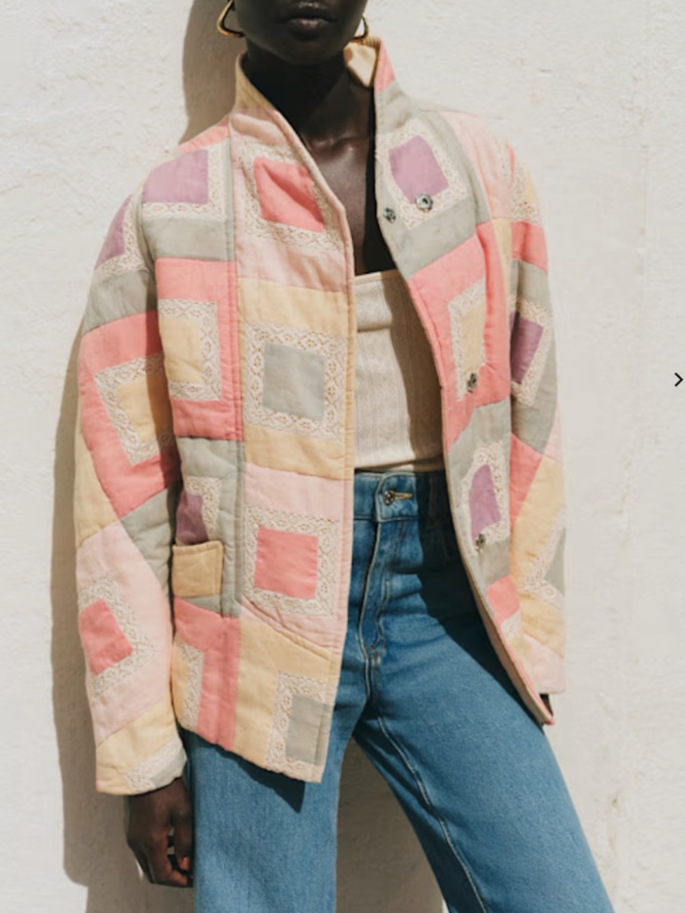 Sezane Mix Lace Pastel Kalvin Jacket